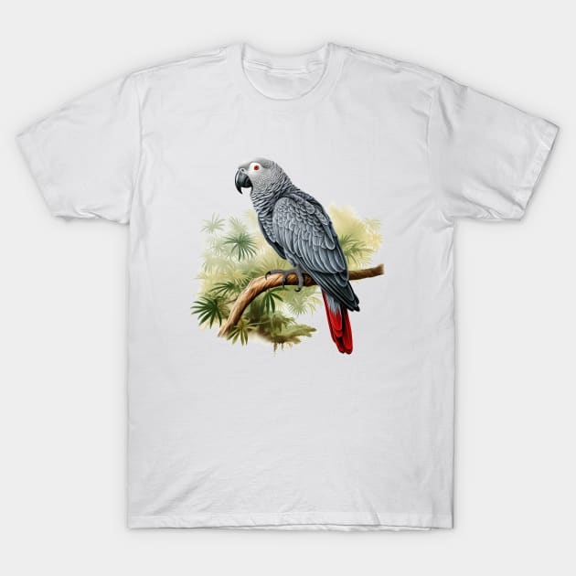 African Grey Parrot T-Shirt by zooleisurelife